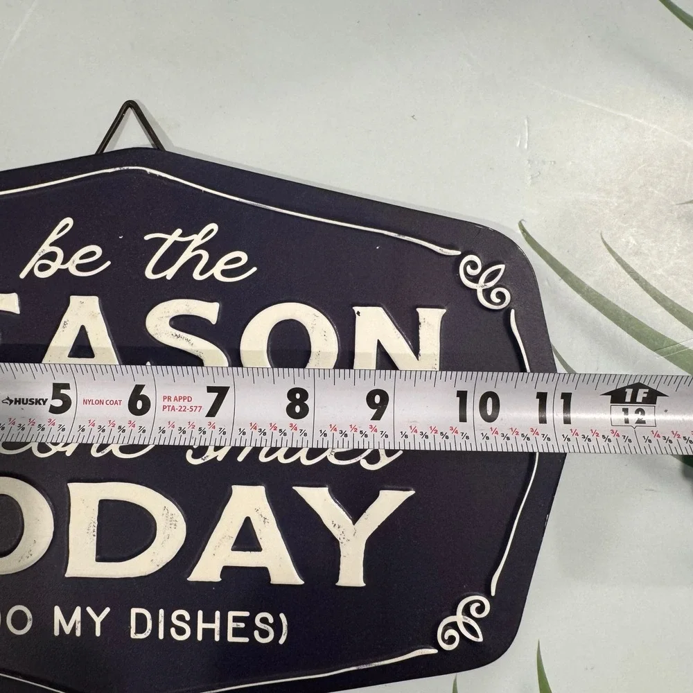 Metal Wall Sign Home 12x8 Navy Blue Be The Reason Someone Smiles Today